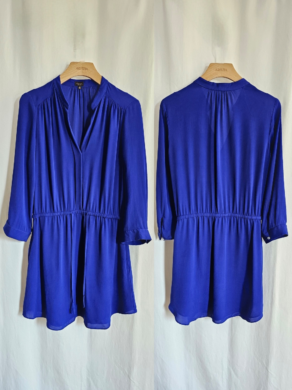 Aritzia T. Babaton Long Sleeve Silk Bennett Dress - Cobalt Blue - Picture 11 of 16